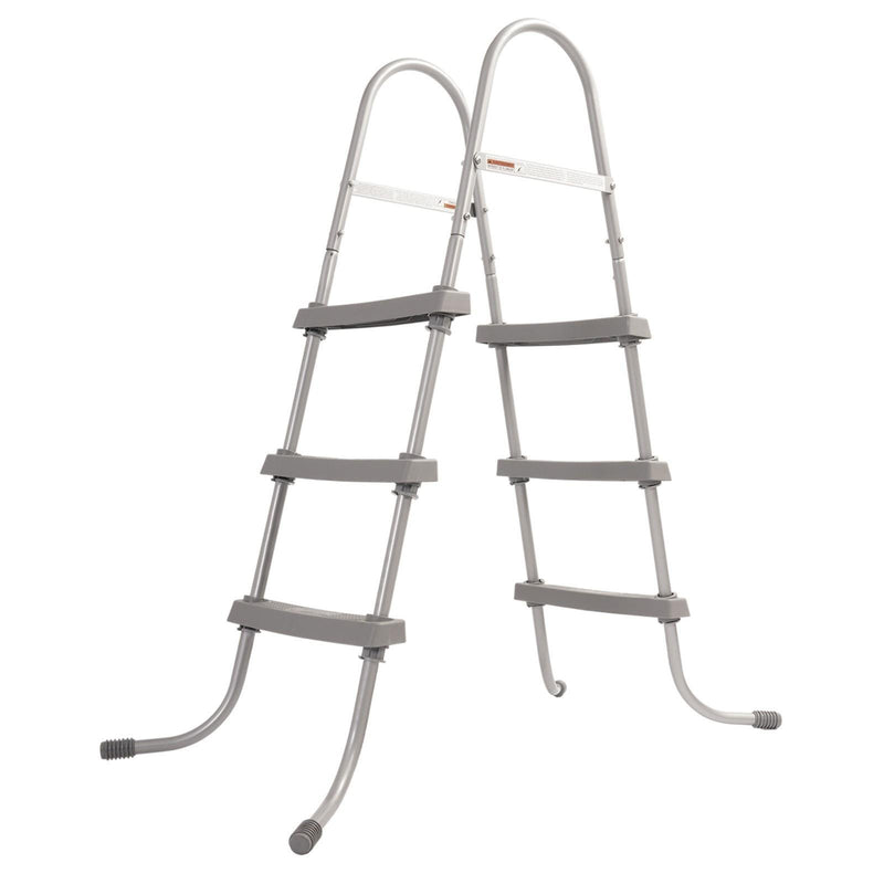 DURAFORCE 36 Inch Wall Height 3 Stair Step Outdoor Above Ground Swimming Pool Ladder Gray