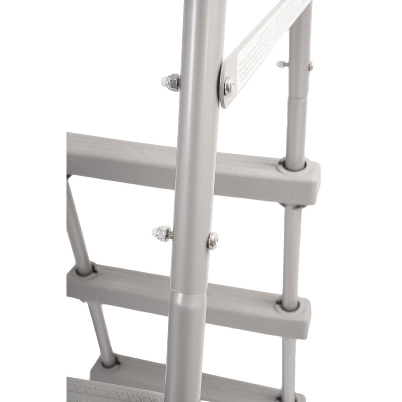 DURAFORCE 36 Inch Wall Height 3 Stair Step Outdoor Above Ground Swimming Pool Ladder Gray