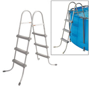 DURAFORCE 36 Inch Wall Height 3 Stair Step Outdoor Above Ground Swimming Pool Ladder Gray