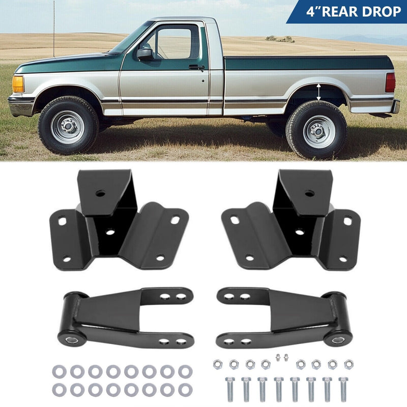 DURAFORCE For 1973-1996 Ford F150 F100 4" Drop Kit Leveling Lowering Shackles Hangers