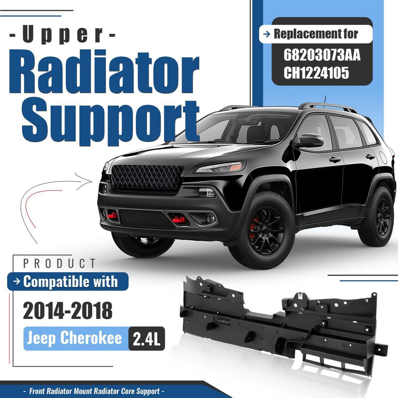 DURAFORCE NEW Black Radiator Support Cover Front Upper For Jeep Cherokee 2014-2018