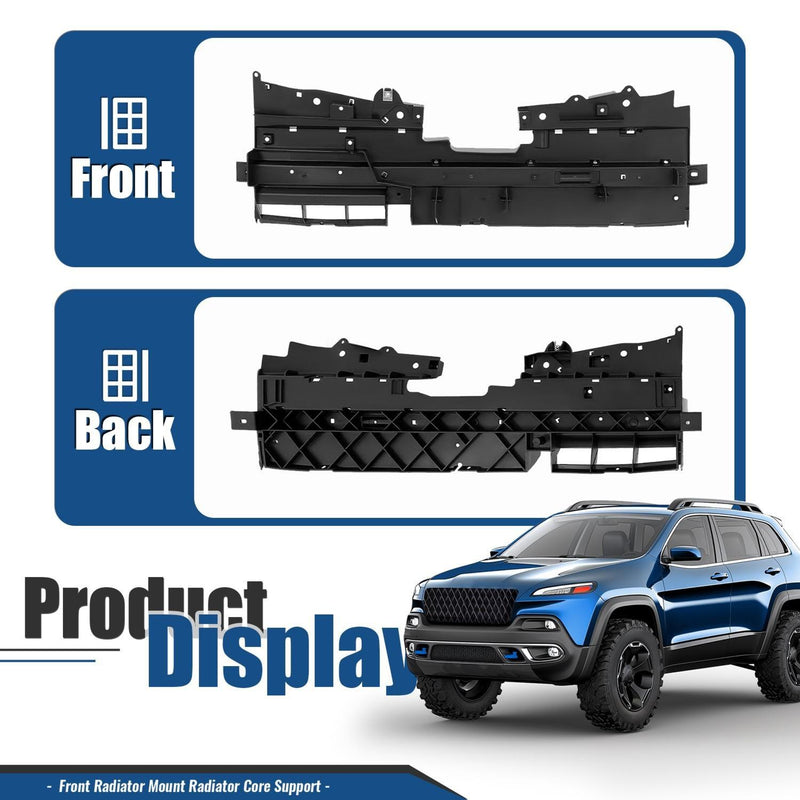 DURAFORCE NEW Black Radiator Support Cover Front Upper For Jeep Cherokee 2014-2018