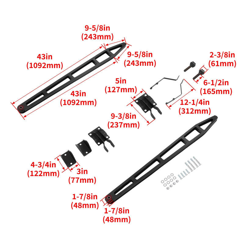 DURAFORCE Rear Ladder Traction Bars W/Mounting Brackets For Ford F-150 F150 4x4 4WD 15-20