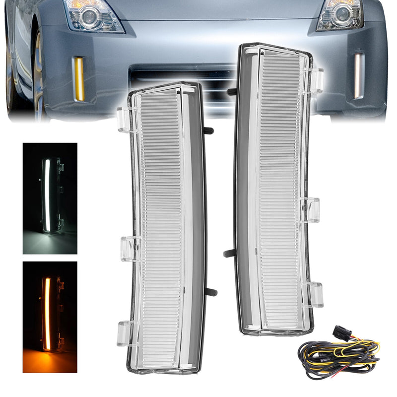 DURAFORCE Clear Lens Side Marker Lamps DRL Turn Signal Lights For Nissan 350Z LCI 2006-09
