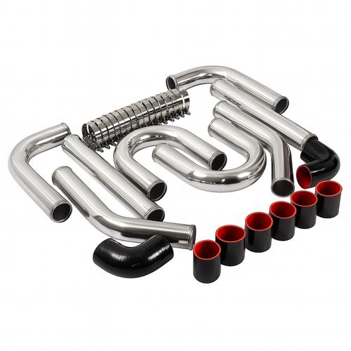 DURAFORCE 8Pc 2.5 inch Universal Aluminum Turbo Intercooler Pipe Kit +Silicone Hose+Clamp