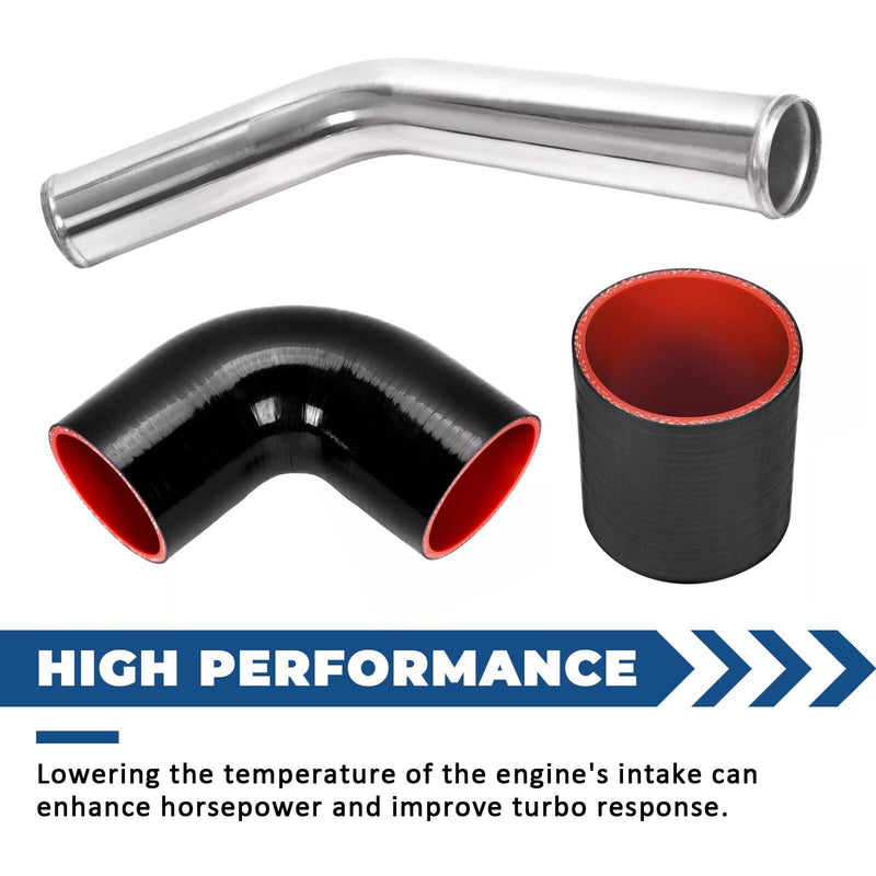 DURAFORCE 8Pc 2.5 inch Universal Aluminum Turbo Intercooler Pipe Kit +Silicone Hose+Clamp