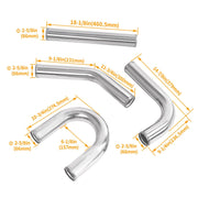 DURAFORCE 8Pc 2.5 inch Universal Aluminum Turbo Intercooler Pipe Kit +Silicone Hose+Clamp