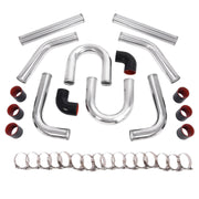 DURAFORCE 8Pc 2.5 inch Universal Aluminum Turbo Intercooler Pipe Kit +Silicone Hose+Clamp