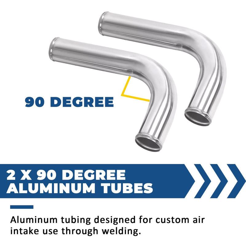 DURAFORCE 8Pc 2.5 inch Universal Aluminum Turbo Intercooler Pipe Kit +Silicone Hose+Clamp