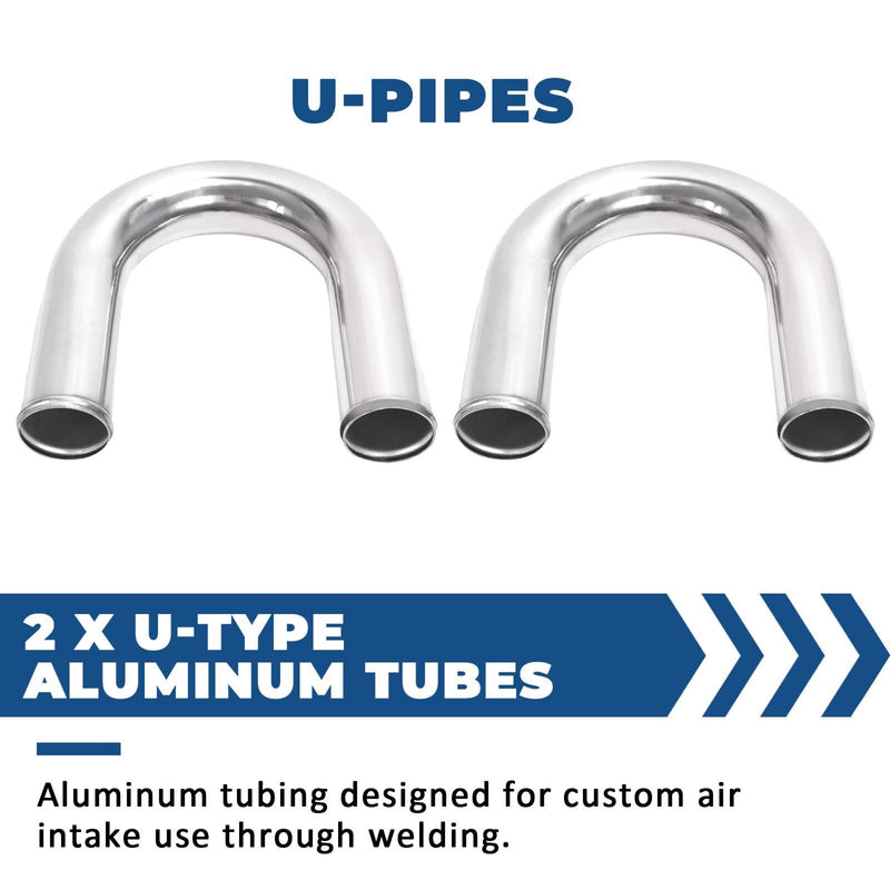 DURAFORCE 8Pc 2.5 inch Universal Aluminum Turbo Intercooler Pipe Kit +Silicone Hose+Clamp