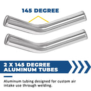 DURAFORCE 8Pc 2.5 inch Universal Aluminum Turbo Intercooler Pipe Kit +Silicone Hose+Clamp