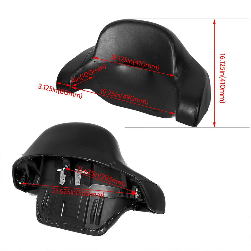 DURAFORCE King Chopped Pack Trunk Wrap-around Backrest Pad For Harley Touring 2014-2025