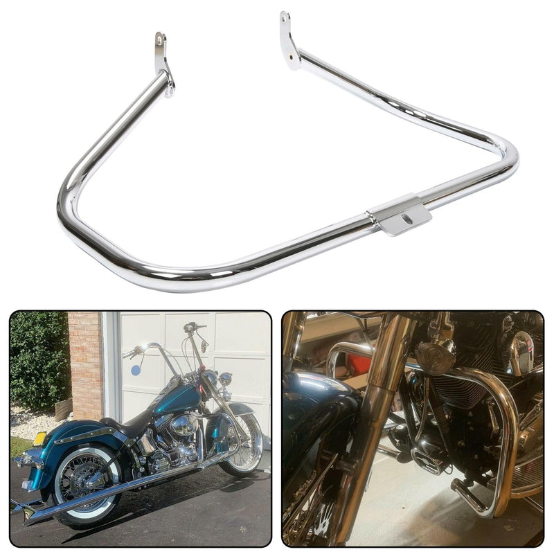 DURAFORCE Engine Guard Crash Bar + 1.25" Highway Foot Pegs For Harley Softail 2000-2017