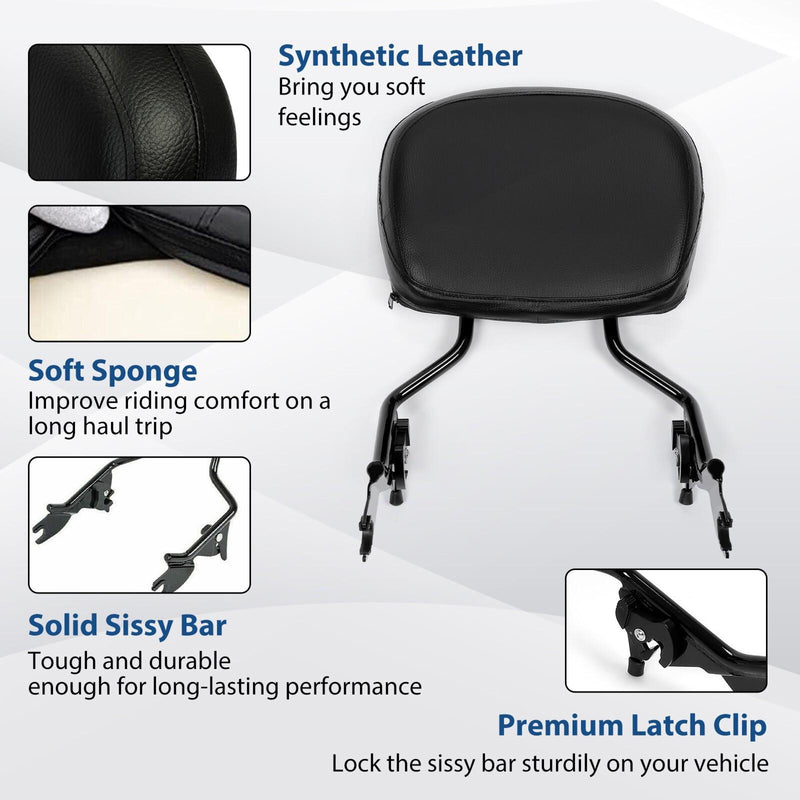 DURAFORCE For Harley Road Glide 2014-24 Passenger Backrest Sissy Bar+Docking Hardware Kit