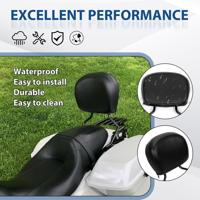 DURAFORCE For Harley Road Glide 2014-24 Passenger Backrest Sissy Bar+Docking Hardware Kit