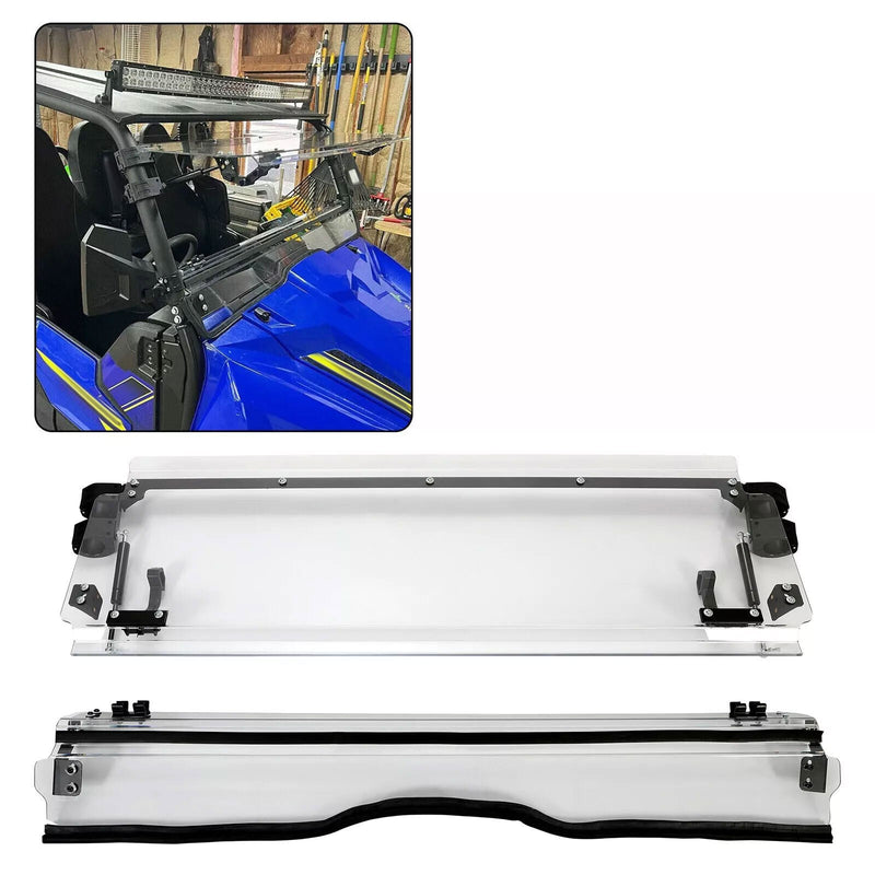 DURAFORCE For 2018-2020 Yamaha Wolverine X2 X4 UTV Scratch Resistant Clear Flip Windshield