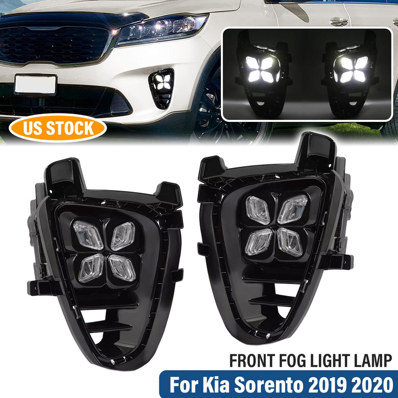 DURAFORCE 4 Eyes LED DRL Running Fog Lights For Kia Sorento 2019 2020 Driver & Passenger