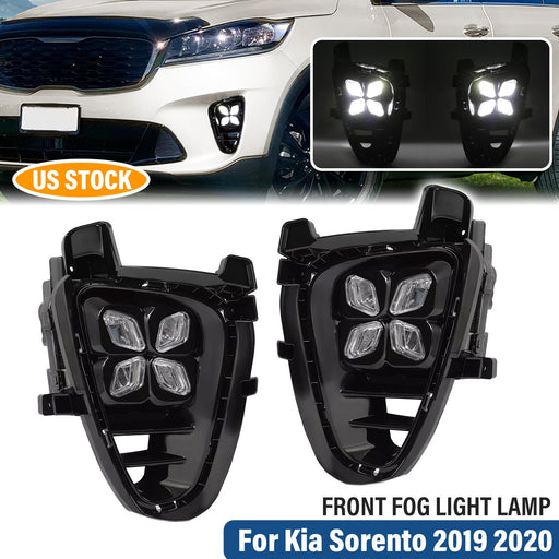 DURAFORCE 4 Eyes LED DRL Running Fog Lights For Kia Sorento 2019 2020 Driver & Passenger