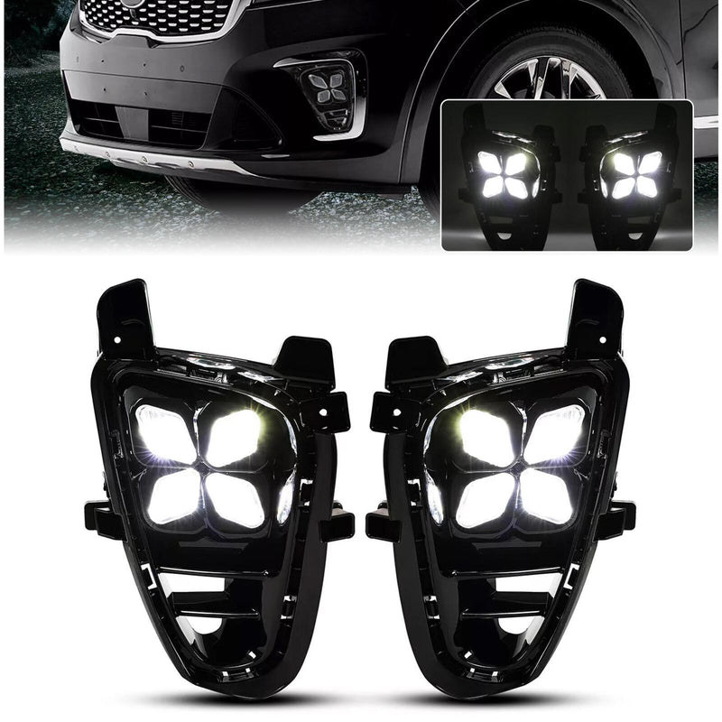 DURAFORCE 4 Eyes LED DRL Running Fog Lights For Kia Sorento 2019 2020 Driver & Passenger