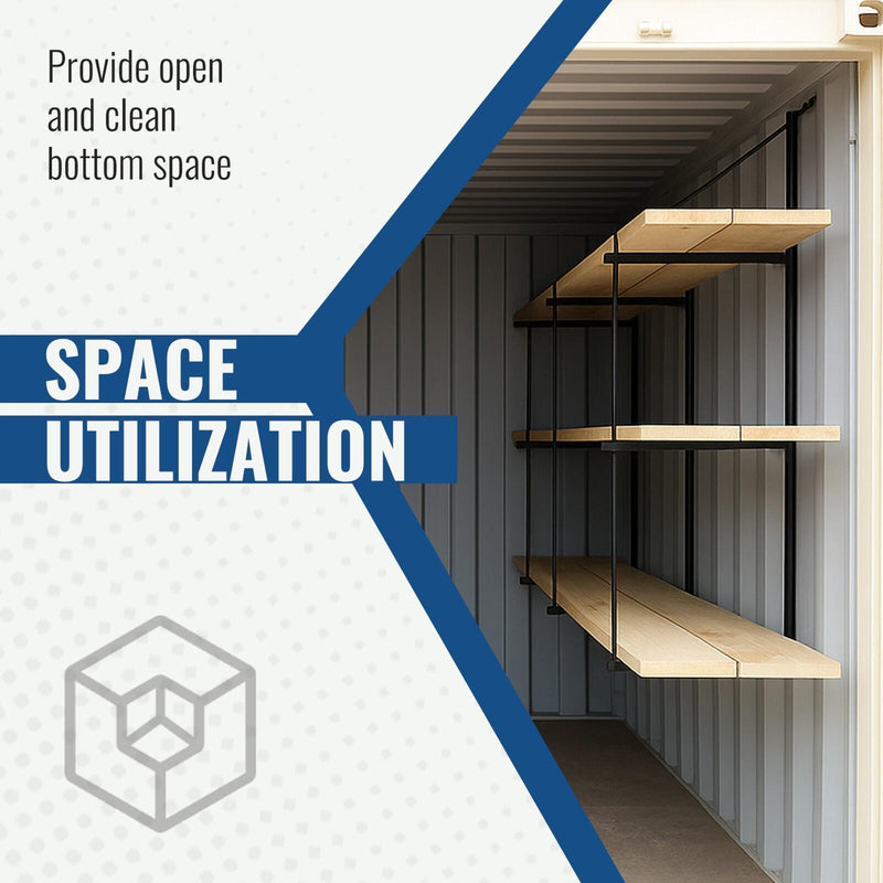DURAFORCE 4PCS Black Cargo Shipping Container Shelving Shelf Brackets Universal 22"x60"