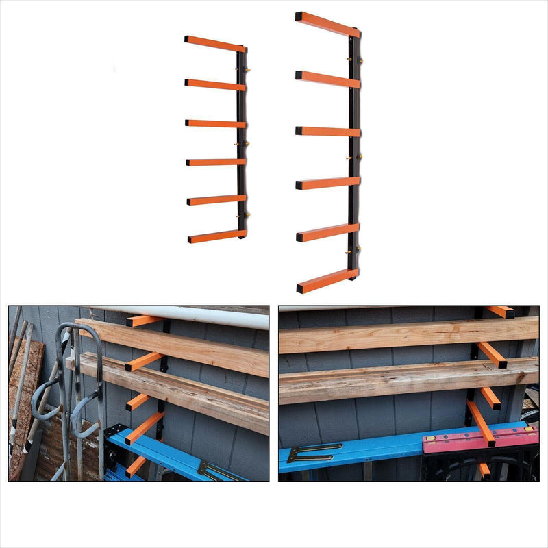 DURAFORCE 6 Shelf Lumber Storage Rack Wall-Mounted Steel Wood Pipes Rack 660LB New