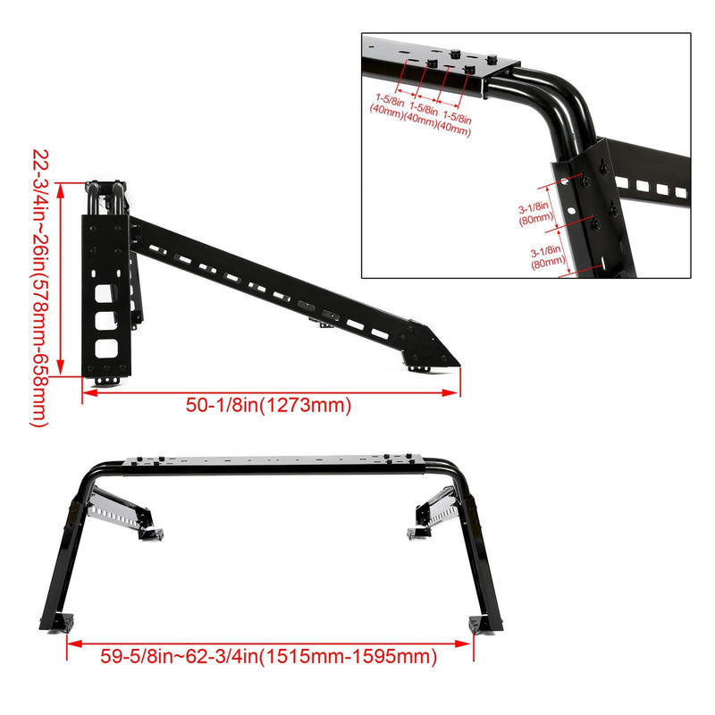 DURAFORCE Adjustable Truck Bed Chase Rack Roll Bar For F150 Silverado Sierra Ram Tundra