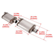 DURAFORCE For Universal 2PCS Street Mufflers 3" Offset In 3" Center Out Stainless Steel