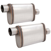 DURAFORCE For Universal 2PCS Street Mufflers 3" Offset In 3" Center Out Stainless Steel