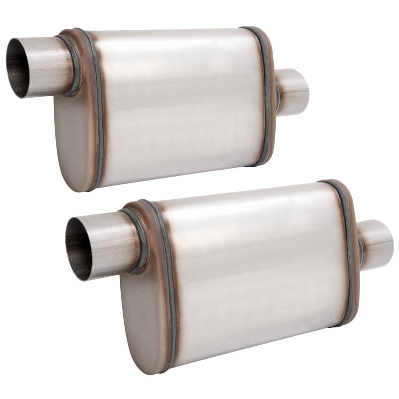 DURAFORCE For Universal 2PCS Street Mufflers 3" Offset In 3" Center Out Stainless Steel