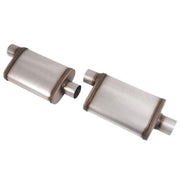 DURAFORCE For Universal 2PCS Street Mufflers 3" Offset In 3" Center Out Stainless Steel
