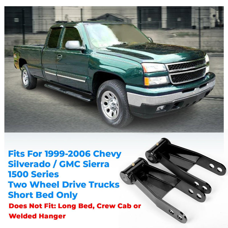DURAFORCE For 1999-06 Chevy Silverado GMC Sierra 1500 4" Drop Kit Rear Shackles & Hangers