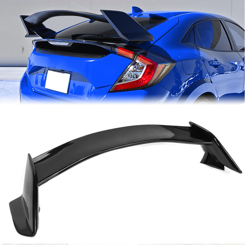 DURAFORCE For 2016-21 Honda Civic Hatchback 5Dr R Style Rear Trunk Spoiler Wing Gloss blk