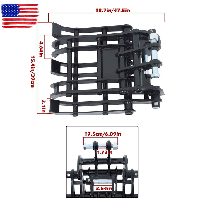 DURAFORCE 0.8 T -1.5 T Mini Excavator Attachment Grapple Wide Opening Grabber Attachment