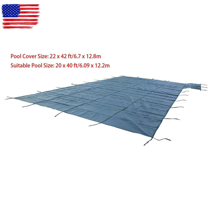 DURAFORCE Above Inground Swimming Pool Heavy Safety Cover 22×42FT With 4×8FT Right Step