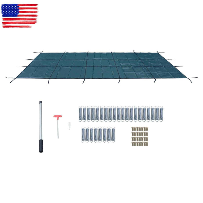 DURAFORCE In Ground Pools for Swimming 22x42 ft Pool Safety Cover Rectangular Green PP