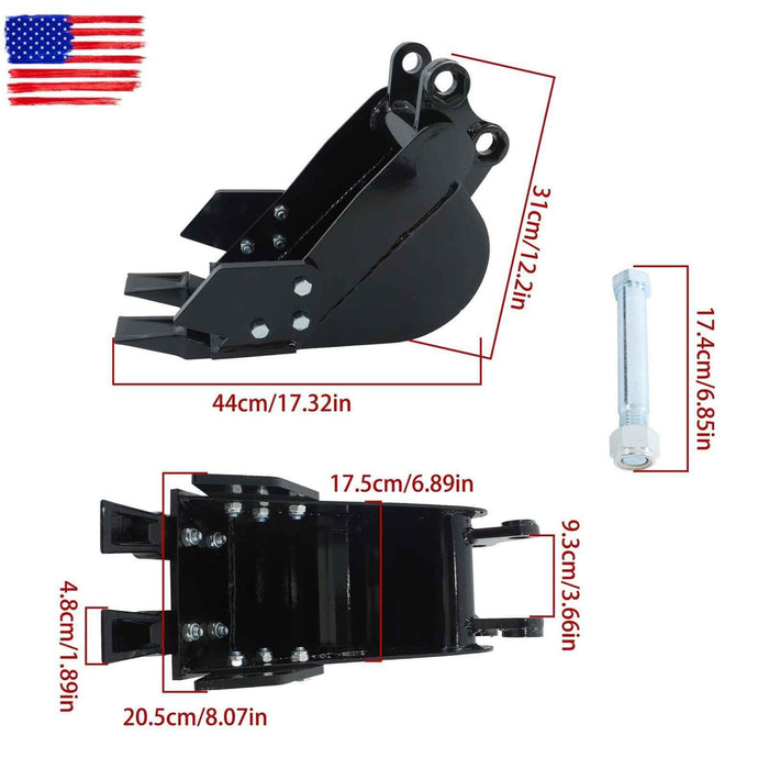 DURAFORCE 200mm Narrow Bucket Accessory 2-teeth For Typhon Mini-excavators Easy Install