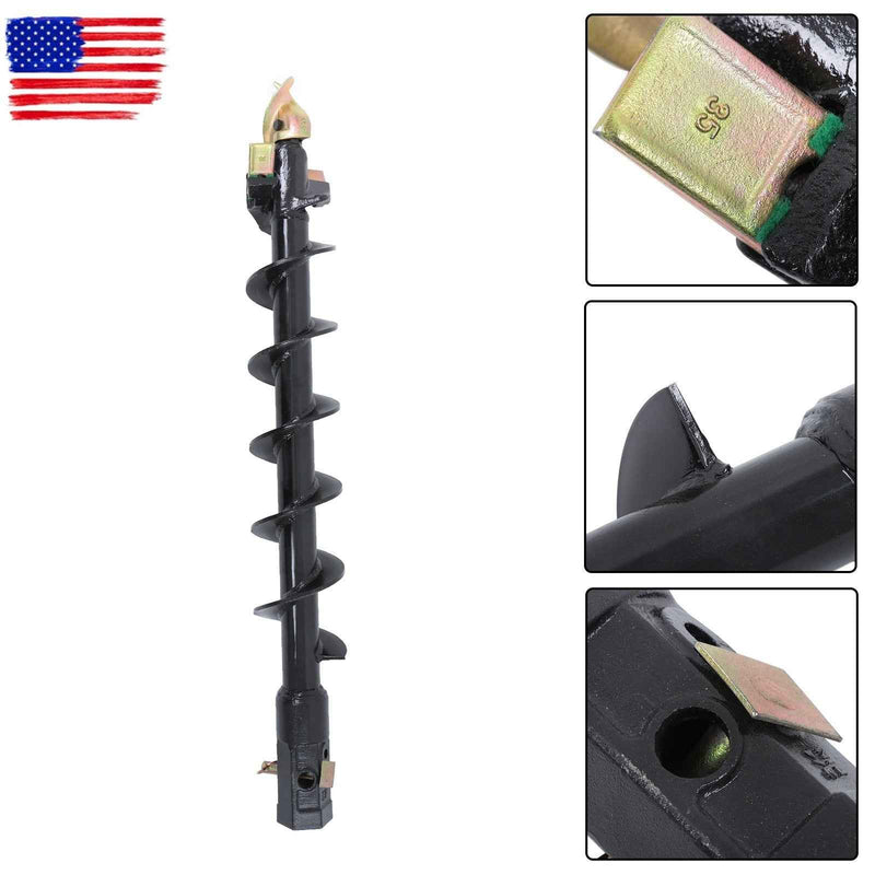 DURAFORCE 6" x 48" Auger Bit 2" Hex Collar Skid Steer Post Hole Digger Attachment