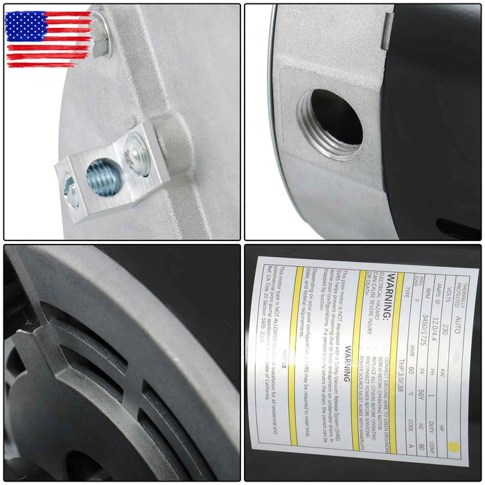 DURAFORCE For Plastics 3721621-1D 56 Frame 1-4 HP Spa Pump, 230 V Swimming Hot Tubs