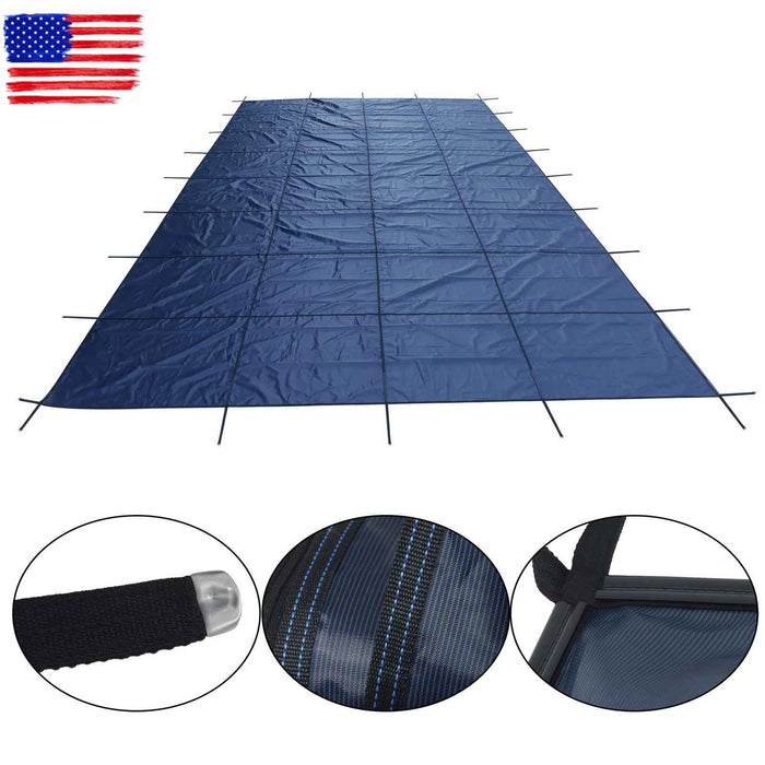 DURAFORCE For 14'×28' Inground Swimming Pool, 16'×30' Rectangle Safety Pool Covers Blue