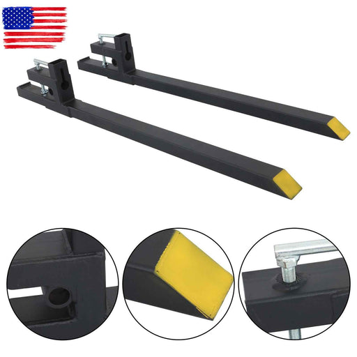 DURAFORCE 60" Clamp on Pallet Forks for Tractor Bucket Loader Tractor Skid Steer 2000 lbs