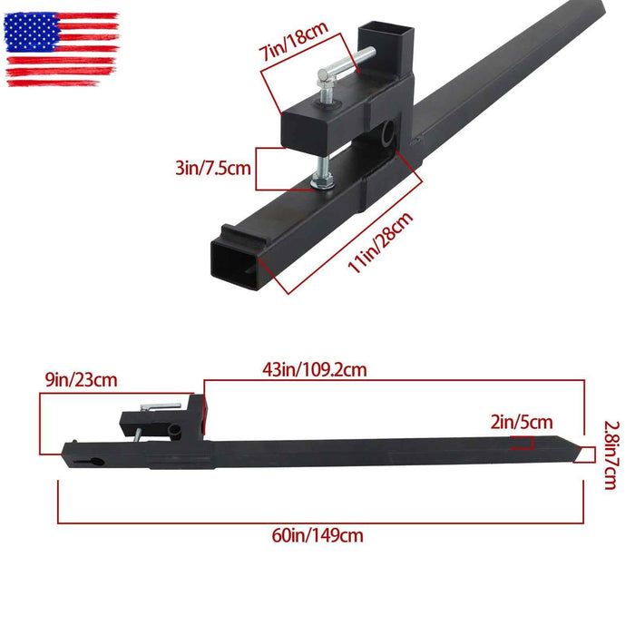 DURAFORCE 60" Clamp on Pallet Forks for Tractor Bucket Loader Tractor Skid Steer 2000 lbs