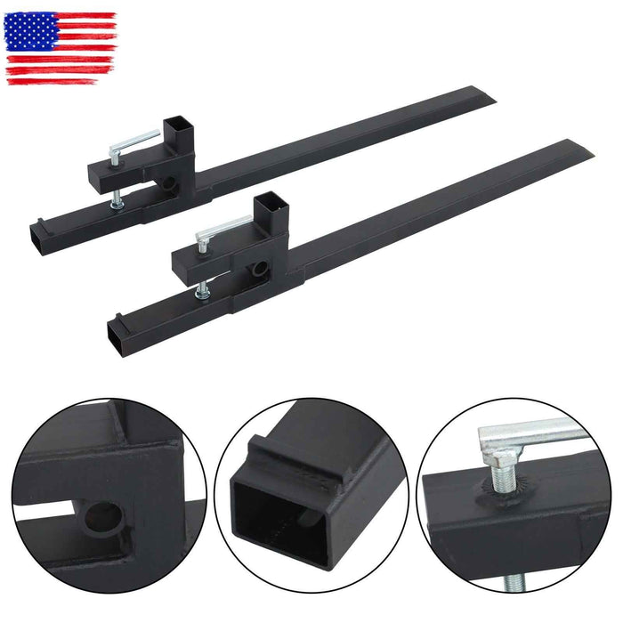 DURAFORCE 60" Clamp on Pallet Forks for Tractor Bucket Loader Tractor Skid Steer 2000 lbs