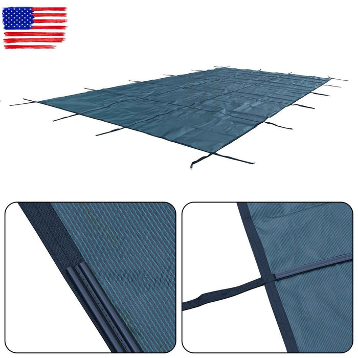 DURAFORCE 16×30FT Rectangle Safety Cover Green Mesh For 14×28FT Inground Swimming Pool