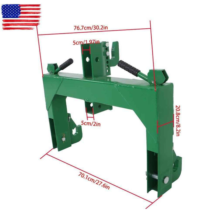 DURAFORCE 3000 LB Steel 3 Point Quick Hitch For Cat 1 & 2 Tractors W/ 2" Receiver Hitch