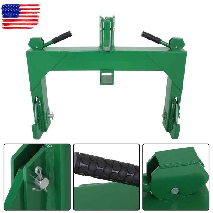 DURAFORCE 3000 LB Steel 3 Point Quick Hitch For Cat 1 & 2 Tractors W/ 2" Receiver Hitch