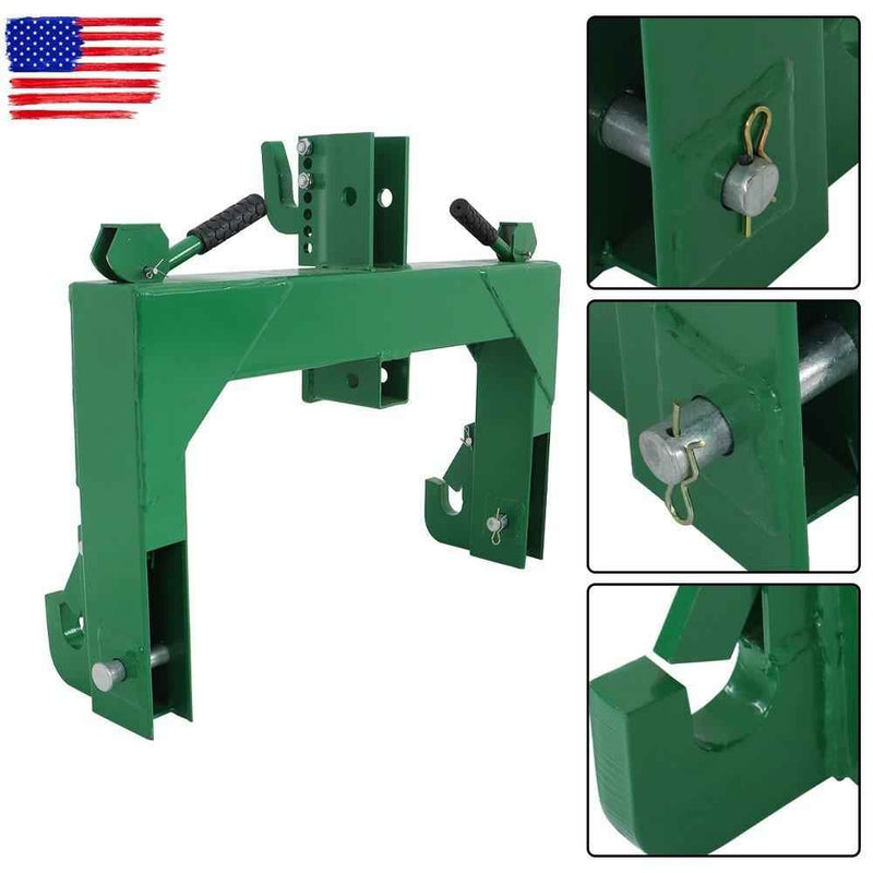 DURAFORCE 3000 LB Steel 3 Point Quick Hitch For Cat 1 & 2 Tractors W/ 2" Receiver Hitch
