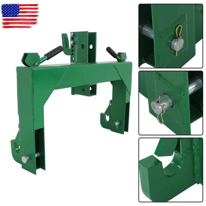 DURAFORCE 3000 LB Steel 3 Point Quick Hitch For Cat 1 & 2 Tractors W/ 2" Receiver Hitch