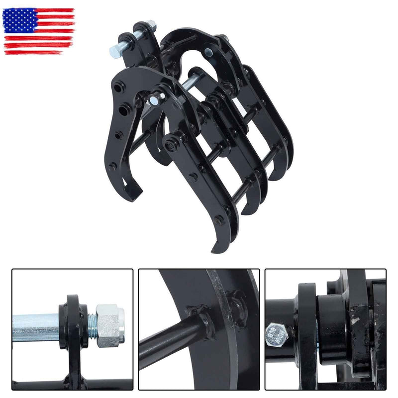DURAFORCE Mini Excavator Bucket Grapple - Adjustable Wide Jaw Claw for Digging & Grabbing