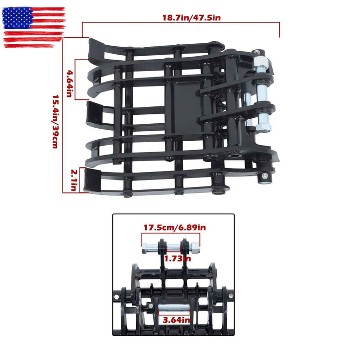 DURAFORCE Mini Excavator Bucket Grapple - Adjustable Wide Jaw Claw for Digging & Grabbing