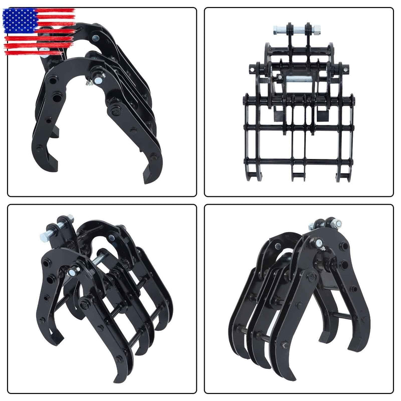 DURAFORCE Mini Excavator Bucket Grapple - Adjustable Wide Jaw Claw for Digging & Grabbing